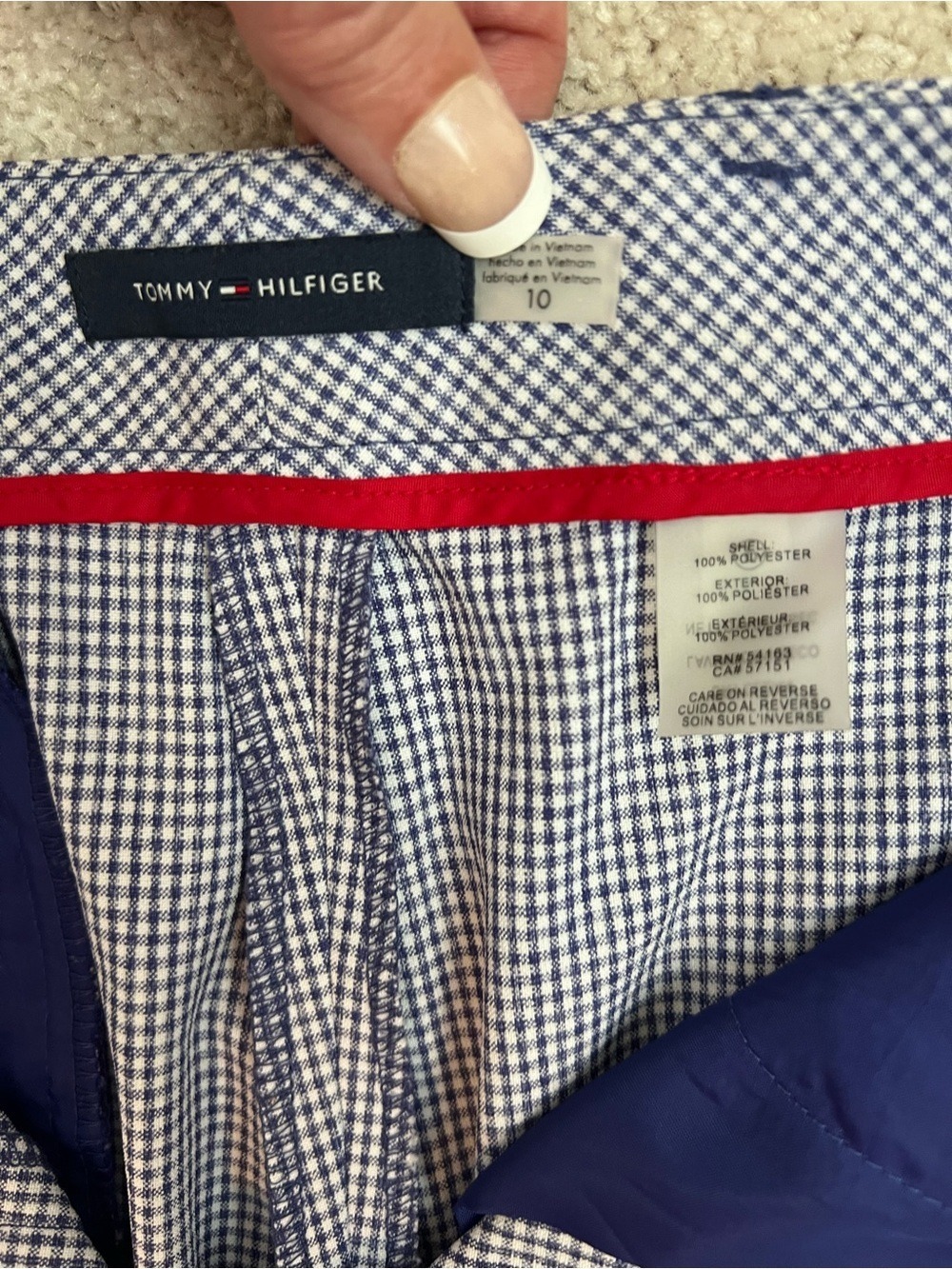 Tommy Hilfiger Navy White Houndstooth Dress Trousers Size 10 Straight Leg Pants - Picture 3 of 6